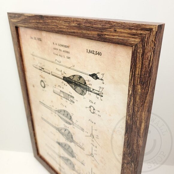 Archery Arrows Rustic Patent Art Print Home Decor 11x14" Natural Framed - Picture 6 of 7